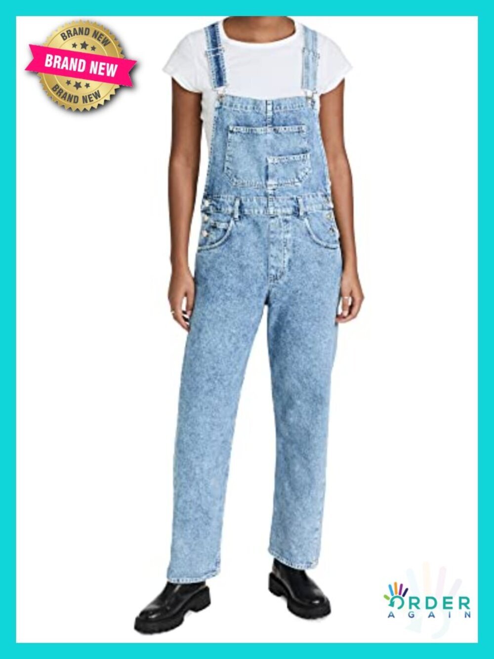 Faux Fly Denim Overalls with Adjustable Straps